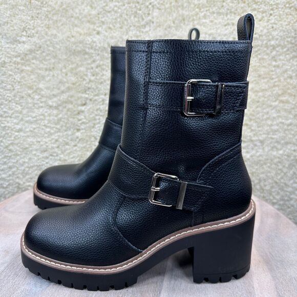 Blondo Reno Womens Size 8.5 Combat Boots Black Waterproof Leather Heel Boots New - Picture 3 of 12